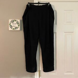 Free People Super Lightweight Semi Sheer Embroidered Pants Black Medium Coverup